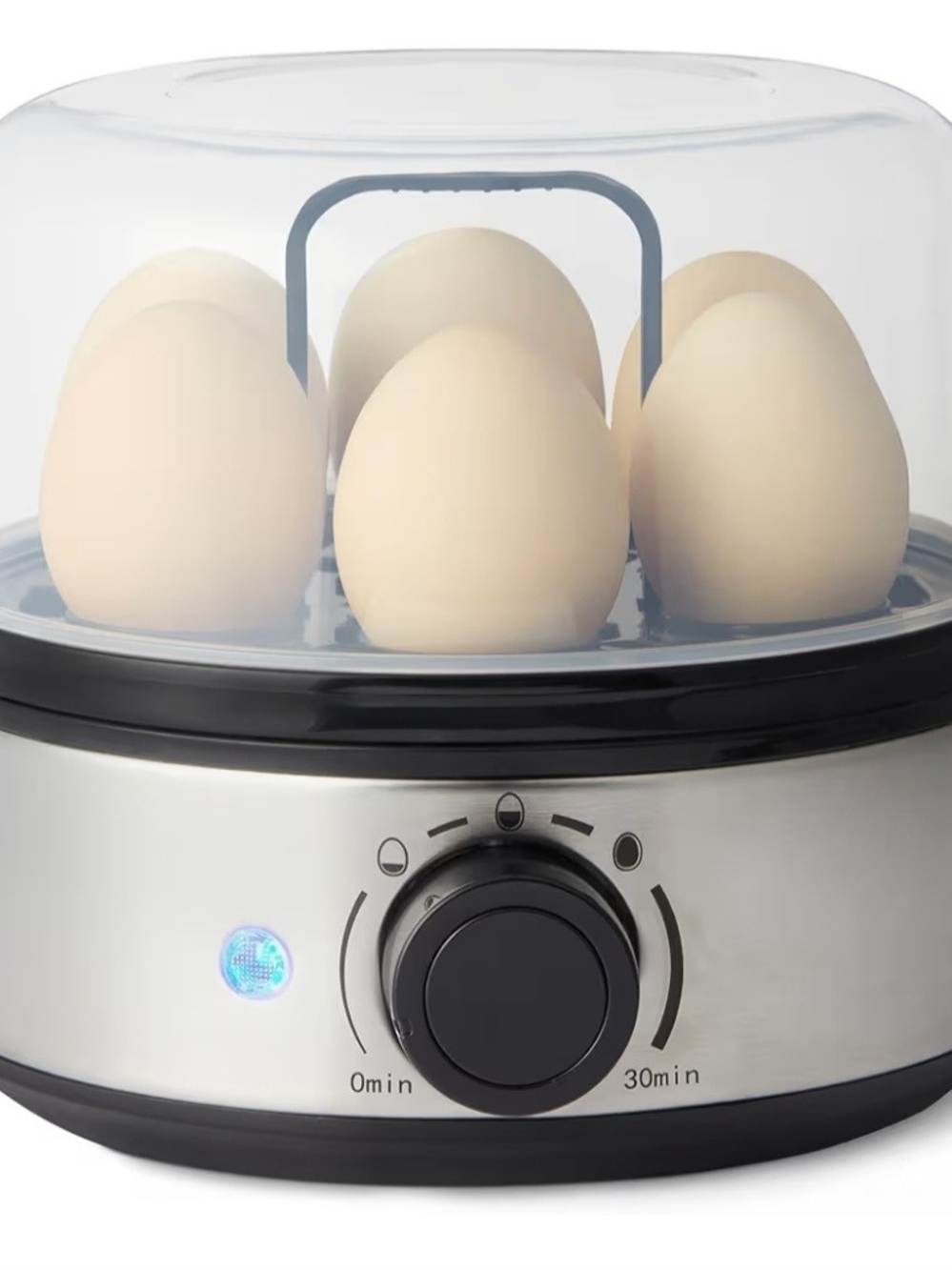 Electric Egg Cooker with Clear Lid - Stainless Steel Finish